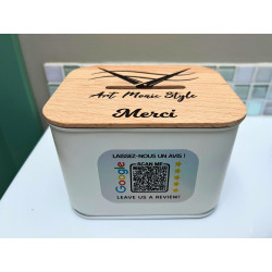 Personalised tip box with QR code Google review