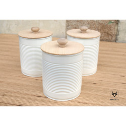 empty cans painted white